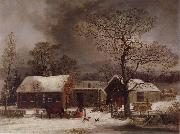 George Henry Durrie Winter Scene in New Haven,Connecticut china oil painting reproduction